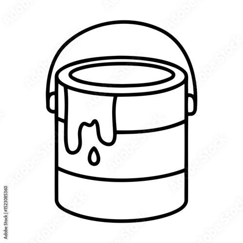 Icon of paint can with dripping paint, minimalistic style for home improvement and DIY projects