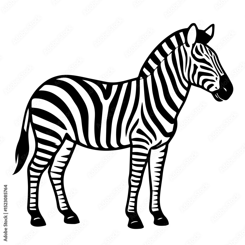 Fototapeta premium zebra vector realistic line icon on white background Vector line icon animal, wildlife