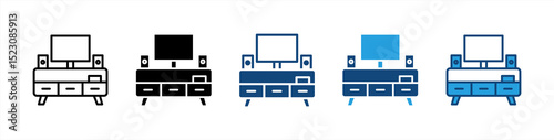 Tv Set icon sheet multiple style collection