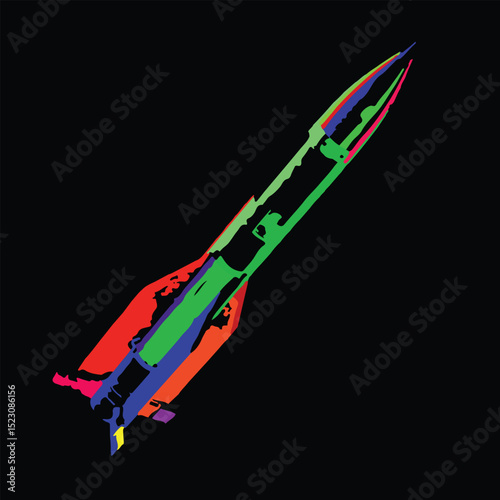rocket messile icon isolated vector on black background