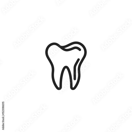 Outline tooth drawing represents dentistry on clean background graphic