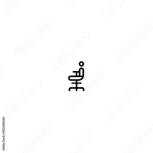 Office chair icon represents sitting posture on white