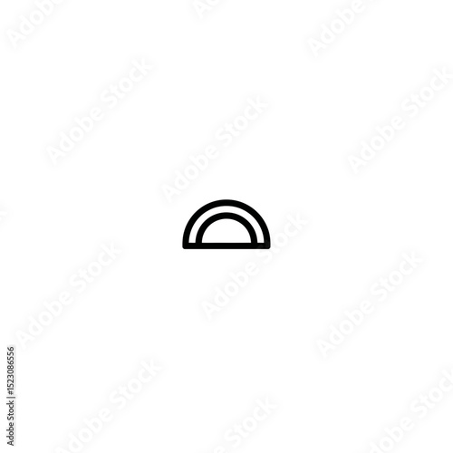 Simple arc icon shows minimalism on plain backdrop symbol