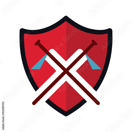 Shield emblem with crossed axes in a vintage style ideal for logos and branding