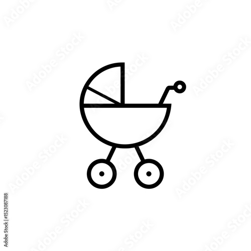 Stroller icon moves inside minimal white background infancy design