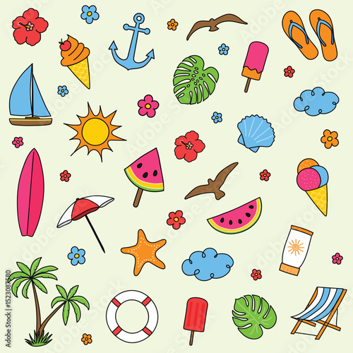 Summer icon set. Vector