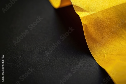 High Definition Visual of Closeup of Yellow Paper Against Black Background