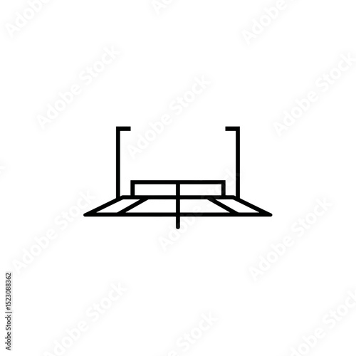 Isometric stage shows platform in white minimal drawing