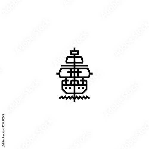 Iconic ship floats stylized ocean liner graphic design minimal