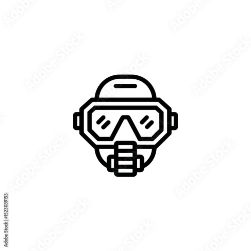 Diver mask protects face watersports equipment icon isolated white