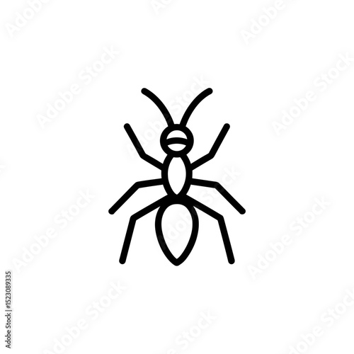 Stylized ant crawls isolated minimalism animal design