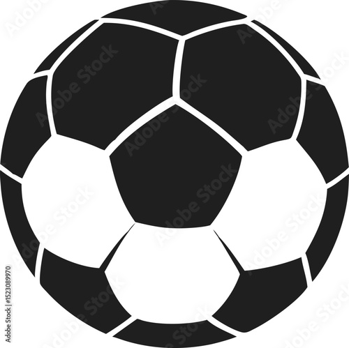 Black soccer ball silhouette showing iconic pentagonal and hexagonal pattern