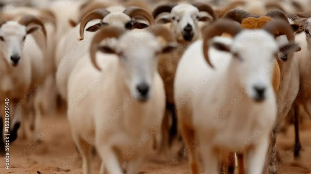 Herd of sheep moving Herd of sheep moving