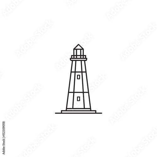 Coastal lighthouse beacons ocean navigation line illustration