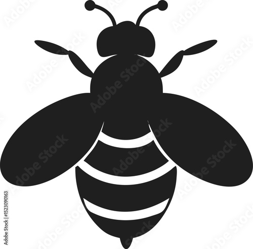 Black bee silhouette representing a flying insect vital for pollination