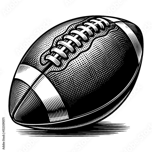 American Football Ball Sport Game Black and White Outline Line Art Drawing Engraving Isolated Vector Design Vintage