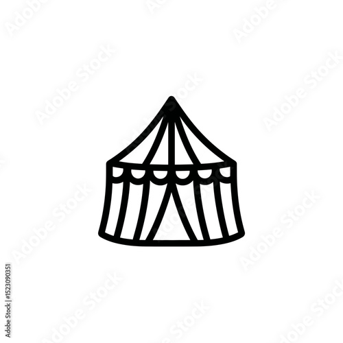 Circus tent icon stands alone on simple white background