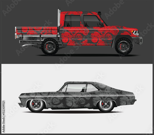 Custom Car Wraps Designs for Pickup Truck and Muscle Car