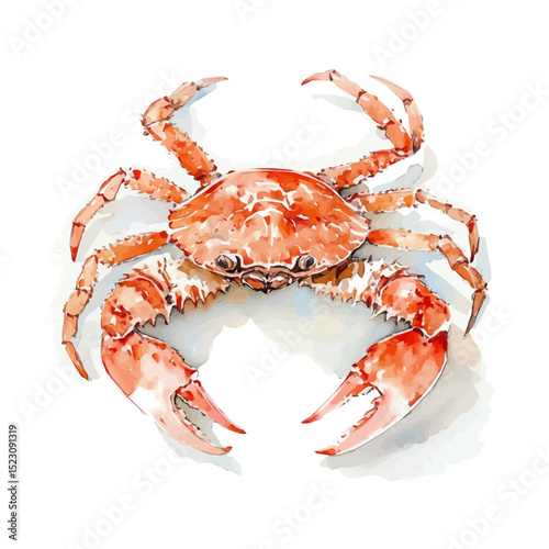 Red King Crab, watercolor painting vector, high quality, isolated on a white background.