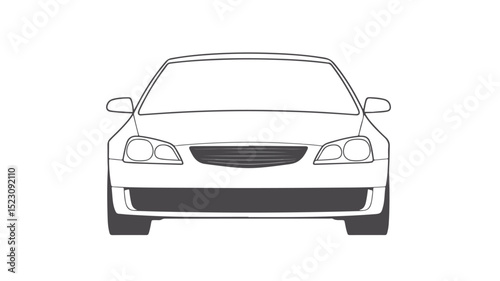 Professional Car Front View Line Vector Illustration