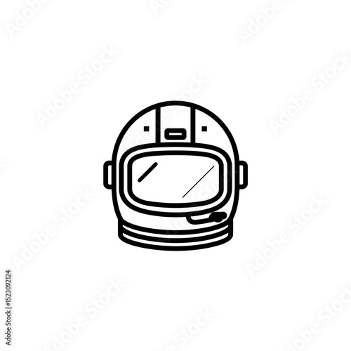 Cosmonaut helmet design shows shielding on white backdrop outline