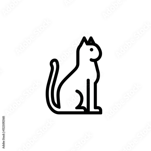 Minimalist feline sits serenely indoor vector illustration