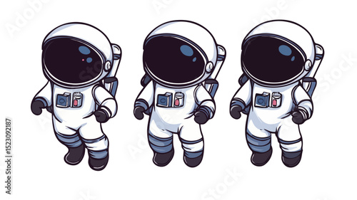 Colorful Cartoon Astronaut Vector Illustration in Space Suit Isolated on White Background