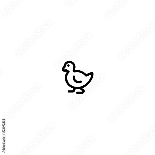 Duckling outline struts calmly on white background minimalism