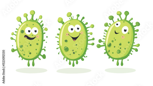 Colorful Cartoon Germ Bacteria Vector Illustration for Medical Designs and Education