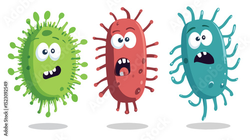 Colorful Cartoon Germ Bacteria Vector Illustration for Medical Designs and Education