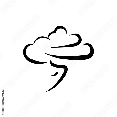 Stylized cloud depicts wind blowing harshly outdoors white