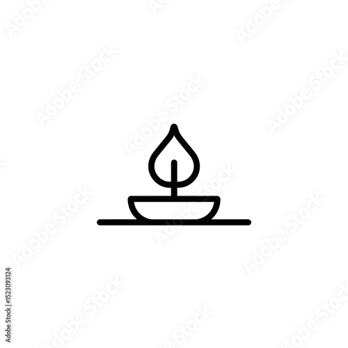 Minimalist candle icon glows warmly in simple monochrome drawing