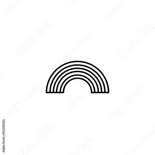 Rainbow outline icon arcs across simple white backdrop design