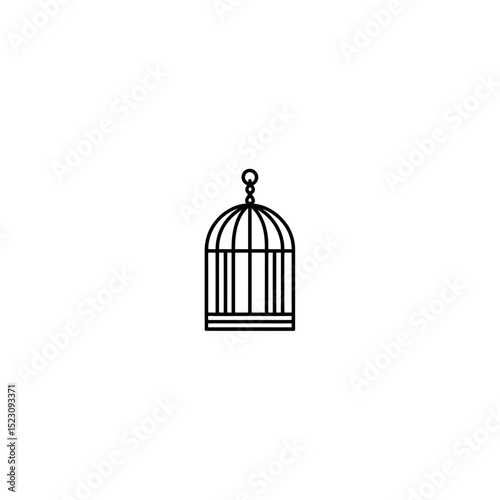 Minimalist cage hangs solo illustration simplicity background