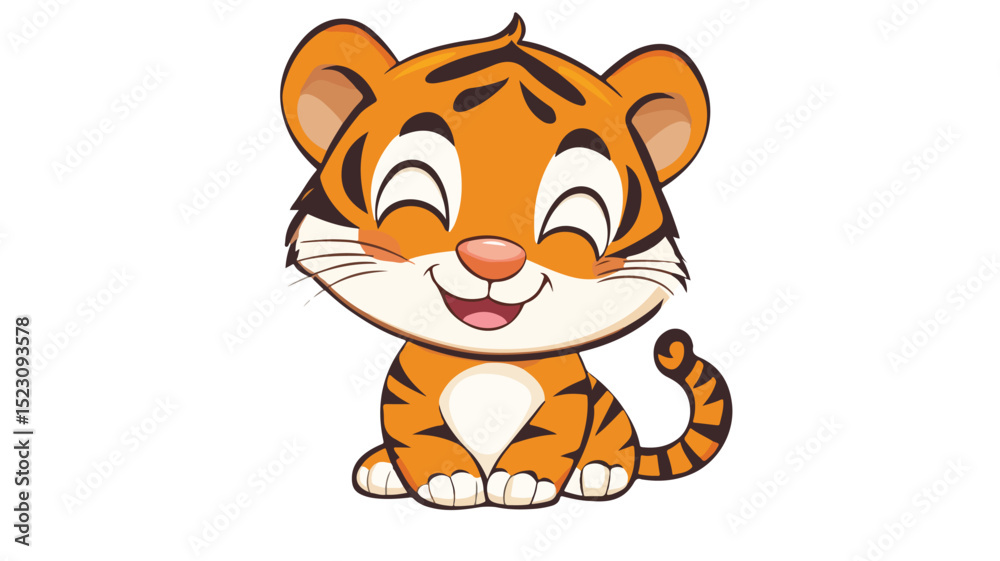 Adorable Cartoon Tiger Vector Illustration for Design Projects Adorable Cartoon Tiger Vector Illustration for Design Projects