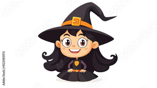 Adorable Witch Cartoon Character Vector Illustration for Halloween Designs