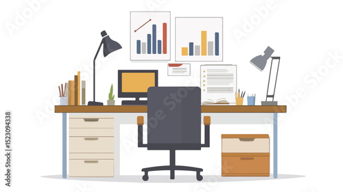 Modern Flat Style Financial Business Growth Office Vector Illustration