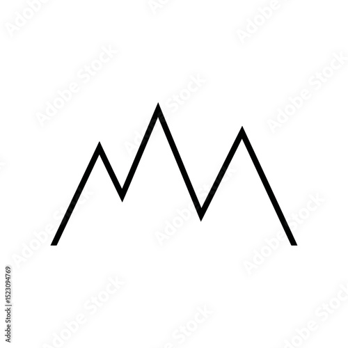 Minimalist mountain shape forms graphic alpine scene isolated white