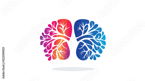 Detailed Human Lungs Icon Vector Illustration on White Background