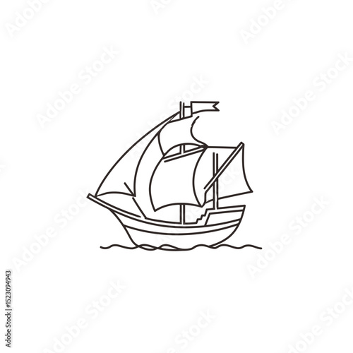 Sailing ship voyages ocean drawing maritime adventure travel graphic