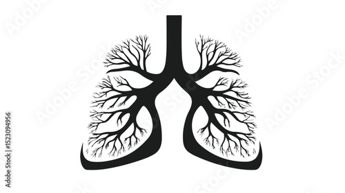 Detailed Human Lungs Icon Vector Illustration on White Background