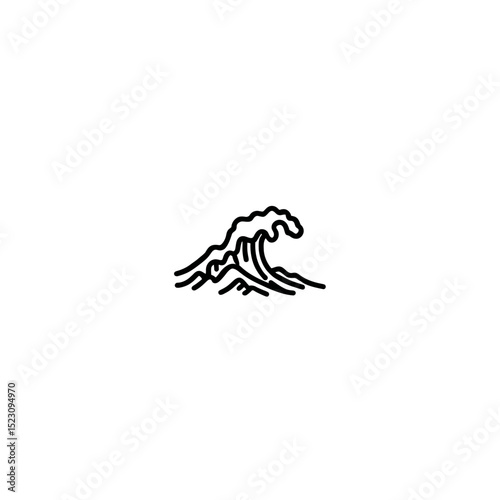 Simple wave crests surge ocean white backdrop lineart