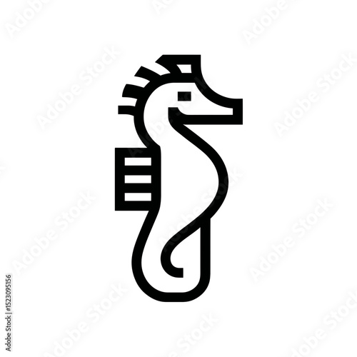 Minimalist seahorse swims calmly in ocean black white backdrop