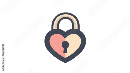 Heart-shaped lock flat icon for security and love concept