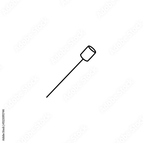 Minimalist marshmallow floats on stick outline drawing background isolated