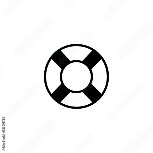 Black lifebuoy floats blank scene providing safety equipment