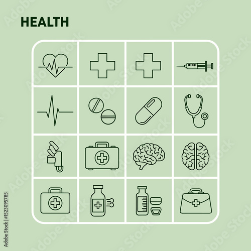 Health Icon Collection: A comprehensive and meticulously curated collection of health and medical icons, each meticulously designed to represent various aspects of healthcare and medicine.