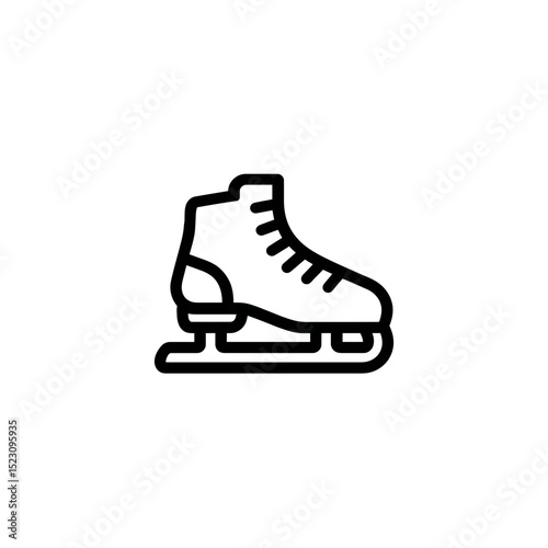Isolated skate icon depicts gliding action black line artwork sports