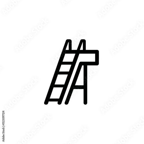Poolside ladder offers access during swimming vector icon illustration