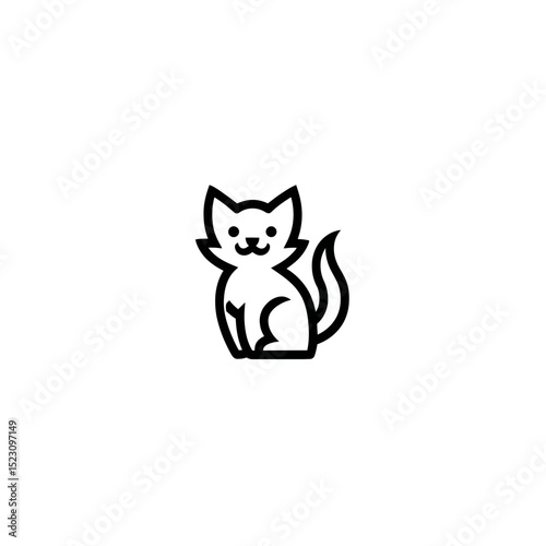 Stylized feline sits peacefully against a blank background